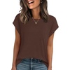 image:imageStelle Women Modal Soft Crewneck Cap Short Sleeve T Shirts Summer Tops Trendy Basic Casual Clothes 2025Cocoa