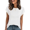 image:imageStelle Women Modal Soft Crewneck Cap Short Sleeve T Shirts Summer Tops Trendy Basic Casual Clothes 2025Offwhite