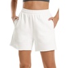 image:imageStelle Womens Sweat Shorts Casual Drawstring Shorts Comfy Cotton High Waisted Workout Lounge Shorts with PocketsWhite Sweat Shorts