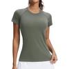 image:imageStelle Womens Workout Tops Short Sleeve Seamless Athletic Shirts Yoga Gym Running TShirtsSage Green