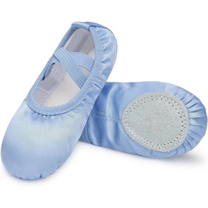 image:imageStelle Ballet Shoes for Girls Satin Ballerina Shoes Ribbons Elastic Straps  Toddler ballet shoes Ballerina slippers Soft satin upper Comfortable lining Suede leather split sole Ballet trainingPale Blueno Ribbon