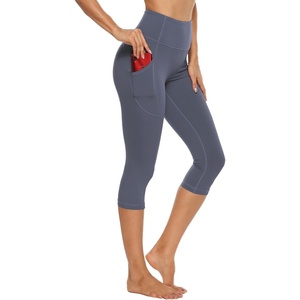image:imageStelle Capri Leggings for Women Yoga Pants with Pockets High Waisted Legging for Gym WorkoutCotton Like Softnessgrey Blue