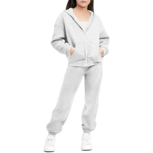 image:imageStelle Girls Athletic Sweatsuit 2 Pieces Sweatshirts and Pant Long Sleeve Zip Up with Pockets Outfits SetLight Heather Grey
