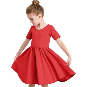 image:imageStelle Girls Cotton Short Sleeve Twirl Skater Dress 3T12Y  TwirlFriendly Skirt A LineCriss Cross BackDress for SchoolDancePlaywearCasualActiveSoft Stretch Breathable ComfyA02red Without Pocket
