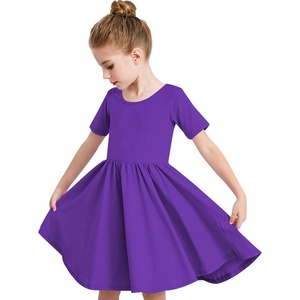 image:imageStelle Girls Cotton Short Sleeve Twirl Skater Dress 3T12Y  TwirlFriendly Skirt A LineCriss Cross BackDress for SchoolDancePlaywearCasualActiveSoft Stretch Breathable ComfyA02purple Without Pocket