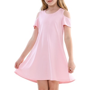 image:imageStelle Girls Cotton Short Sleeve Twirl Skater Dress 3T12Y  TwirlFriendly Skirt A LineCriss Cross BackDress for SchoolDancePlaywearCasualActiveSoft Stretch Breathable ComfyCd001pinkcold Shoulder
