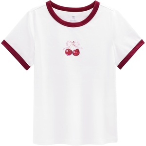 image:imageStelle Girls Graphic Tees Short Sleeve Girls Shirts Cute Tops Crew Neck Casual Basic Summer TShirt for Kids Teen 415 YearsCherrywhite