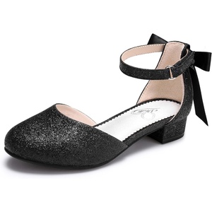 image:imageStelle Girls Low Heel Dress Shoes with Detachable Bow for Wedding PartyBlack Glitter