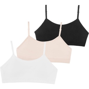 image:imageStelle Girls Padded Training Bras Seamless Spaghetti Strap Bralette Sports Bras for Teens KidsWhiteblacksoft Bare