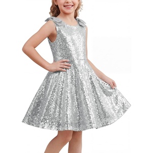 image:imageStelle Girls Sequin Dress Sleeveless ALine Sparkly Dresses 515 Y  Bow on Shoulder Zipper BackFully LiningScoop NeckTwirlyBirthday Formal Party Fancy Graduation Wedding Christmas HolidaySiliver
