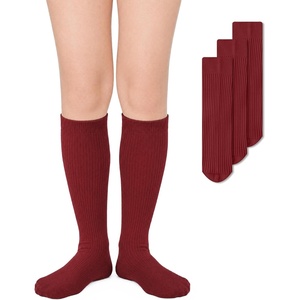 image:imageStelle Girls Socks Knee High Socks for Girls Cotton Uniform Long Sock for Toddler 3 Pairs School Socks 318 Years3red