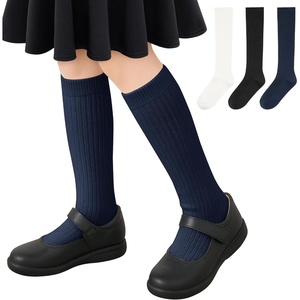 image:imageStelle Girls Socks Knee High Socks for Girls Cotton Uniform Long Sock for Toddler 3 Pairs School Socks 318 YearsBlackwhitemidnight Blue