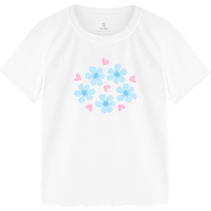 image:imageStelle Girls T Shirts Graphic Tees Short Sleeve Tshirts Crewneck Cute Summer Casual Basic Tops for Kids Teen 415 YearsBlue Bloomwhite
