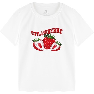 image:imageStelle Girls T Shirts Graphic Tees Short Sleeve Tshirts Crewneck Cute Summer Casual Basic Tops for Kids Teen 415 YearsStrawberrywhite