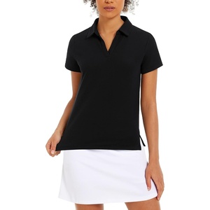 image:imageStelle Women Golf Polo Shirts Tennis Shirt Short Sleeve V Neck QuickDrying Collared TopBlack