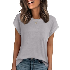 image:imageStelle Women Modal Soft Crewneck Cap Short Sleeve T Shirts Summer Tops Trendy Basic Casual Clothes 2025Grey