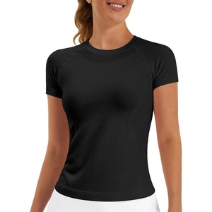 image:imageStelle Women Workout Tops Short Sleeve Seamless Athletic Shirts Yoga Gym Sports Breathable TeesShort Sleeveblack