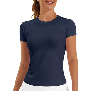 image:imageStelle Women Workout Tops Short Sleeve Seamless Athletic Shirts Yoga Gym Sports Breathable TeesShort Sleevenavy