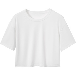 image:imageStelle Womens Crop Top Loose Short Sleeve Shirt Breathable Quick Dry UPF 50 Oversized Workout Boxy Tee for Running Athletic White Large