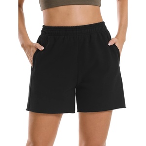 image:imageStelle Womens Sweat Shorts Casual Drawstring Shorts Comfy Cotton High Waisted Workout Lounge Shorts with PocketsBlack Sweat Shorts