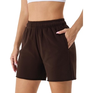 image:imageStelle Womens Sweat Shorts Casual Drawstring Shorts Comfy Cotton High Waisted Workout Lounge Shorts with PocketsCoffee