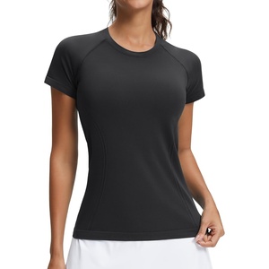image:imageStelle Womens Workout Tops Short Sleeve Seamless Athletic Shirts Yoga Gym Running TShirtsBlack