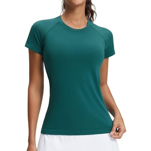 image:imageStelle Womens Workout Tops Short Sleeve Seamless Athletic Shirts Yoga Gym Running TShirtsEmerald