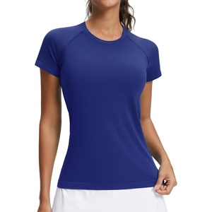 image:imageStelle Womens Workout Tops Short Sleeve Seamless Athletic Shirts Yoga Gym Running TShirtsNavy