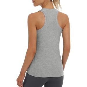 image:imageStelle Workout Tank Tops for Women Athletic Scoop Neck Racerback Shirt with Chest Pocket Yoga Gym Running Summer TopLight Heather Grey