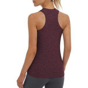 image:imageStelle Workout Tank Tops for Women Athletic Sleeveless Scoop Neck Racerback Shirt with Chest Pocket Yoga Gym Running Summer Top Heather BurgundyM
