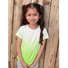 image:imageStelle Girls Athletic Shirts Short Sleeve Running Dry Fit Tops Kids Teens  Ombre Moisturewicking Quick dry Breathable Lightweight Soccer Training Sports Crewneck Active tshirts Summer TeeNeon Yellow