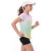 image:imageStelle Girls Athletic Shirts Short Sleeve Running Dry Fit Tops Kids Teens  Ombre Moisturewicking Quick dry Breathable Lightweight Soccer Training Sports Crewneck Active tshirts Summer TeeRainbow Wash