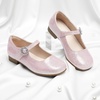 image:imageStelle Girls Dress Shoes Rhinestone Buckle Mary Janes for School Wedding  Sparkle buckle detail Hookandloop closure Cushioned comfort Flexible sole Flower girl Party Flats Low heelsBlush Glimmer