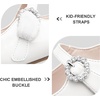 image:imageStelle Girls Dress Shoes Rhinestone Buckle Mary Janes for School Wedding  Sparkle buckle detail Hookandloop closure Cushioned comfort Flexible sole Flower girl Party Flats Low heelsOffwhite