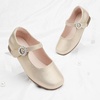 image:imageStelle Girls Dress Shoes Rhinestone Buckle Mary Janes for School Wedding  Sparkle buckle detail Hookandloop closure Cushioned comfort Flexible sole Flower girl Party Flats Low heelsGold