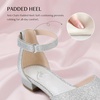 image:imageStelle Girls Low Heel Dress Shoes with Detachable Bow for Wedding Party  Removable bow Princess shoes Flower girl Dress occasions PU finish Glitter finish Ankle Strap Closed Toe ToddlerSilver