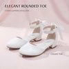 image:imageStelle Girls Low Heel Dress Shoes with Detachable Bow for Wedding Party  Removable bow Princess shoes Flower girl Dress occasions PU finish Glitter finish Ankle Strap Closed Toe ToddlerWhite