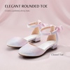 image:imageStelle Girls Low Heel Dress Shoes with Detachable Bow for Wedding Party  Removable bow Princess shoes Flower girl Dress occasions PU finish Glitter finish Ankle Strap Closed Toe ToddlerRainbow