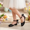 image:imageStelle Girls Low Heel Dress Shoes with Detachable Bow for Wedding Party  Removable bow Princess shoes Flower girl Dress occasions PU finish Glitter finish Ankle Strap Closed Toe ToddlerBlack Glitter