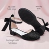 image:imageStelle Girls Low Heel Dress Shoes with Detachable Bow for Wedding Party  Removable bow Princess shoes Flower girl Dress occasions PU finish Glitter finish Ankle Strap Closed Toe ToddlerBlack Glitter