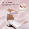 image:imageStelle Girls Low Heel Dress Shoes with Detachable Bow for Wedding Party  Removable bow Princess shoes Flower girl Dress occasions PU finish Glitter finish Ankle Strap Closed Toe ToddlerRainbow