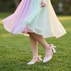 image:imageStelle Girls Low Heel Dress Shoes with Detachable Bow for Wedding Party  Removable bow Princess shoes Flower girl Dress occasions PU finish Glitter finish Ankle Strap Closed Toe ToddlerRainbow