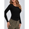 image:imageStelle Long Sleeve Henley Shirts for Women Casual Basic Crop Top Ribbed Knit Button Slim Fitted TshirtsBlack1