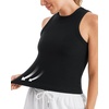 image:imageStelle Ribbed Tank Tops for Women High Neck Sleeveless Cami Stretch Slim Top Casual Workout Basic TshirtBlack