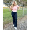 image:imageStelle Ribbed Tops for Women Short Sleeve Tshirt Slim Fit Basic Tee Casual BlouseCherry Blossom