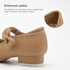 image:imageStelle Tap Shoes for Toddler Girls Bow Mary Jane Dance Shoes  Decorative bow detailSteel toe heel tapsCushioned insolePadded heel collarBeginner tap danceTan