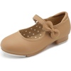image:imageStelle Tap Shoes for Toddler Girls Bow Mary Jane Dance Shoes  Decorative bow detailSteel toe heel tapsCushioned insolePadded heel collarBeginner tap danceTan