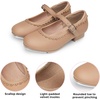 image:imageStelle Tap Shoes for Toddler Girls Scallop Trim  Elegant scalloped designHidden hookandloop closureStrap with faux buckleMary Jane styleCushioned comfortTan