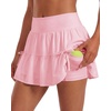 image:imageStelle Womens High Waist Athletic Skorts Flowy Mini Cake Skirt Casual Skorts with Shorts PocketBallet Pink