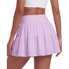 image:imageStelle Womens High Waist Athletic Skorts Flowy Mini Cake Skirt Casual Skorts with Shorts PocketLavender